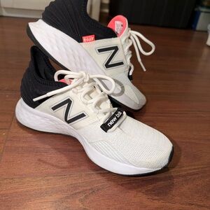 New Balance Black and White Sneakers with Pink Accents